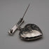 English Vintage Sterling Silver Heart Locket with Scroll Engraving and Dangle Bar Brooch