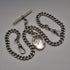 Antique British Sterling Silver Double Albert Chain 51g with Sterling Silver Locket Fob