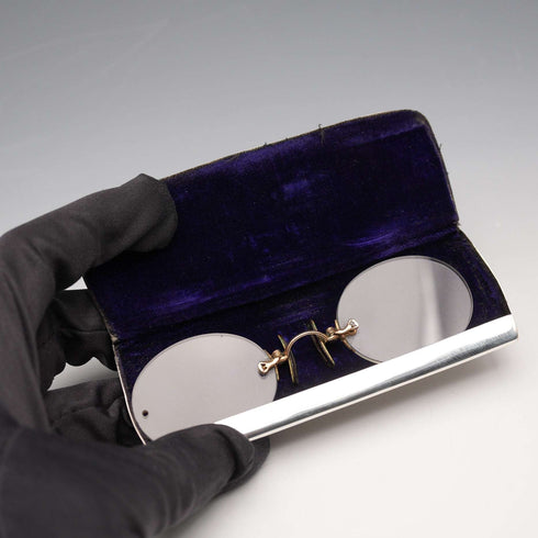 1907 Antique British Sterling Silver Spectacle Case and Spectacles by White & Reynolds
