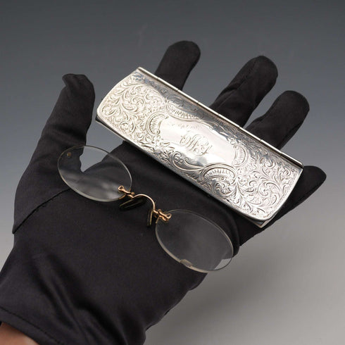 1907 Antique British Sterling Silver Spectacle Case and Spectacles by White & Reynolds
