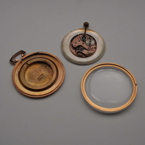 Circa 1950 Vintage Swiss Renis Pocket Watch Gold Filled Slim Open Face In Good Working Order