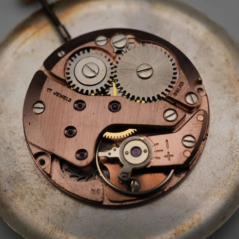 Circa 1950 Vintage Swiss Renis Pocket Watch Gold Filled Slim Open Face In Good Working Order
