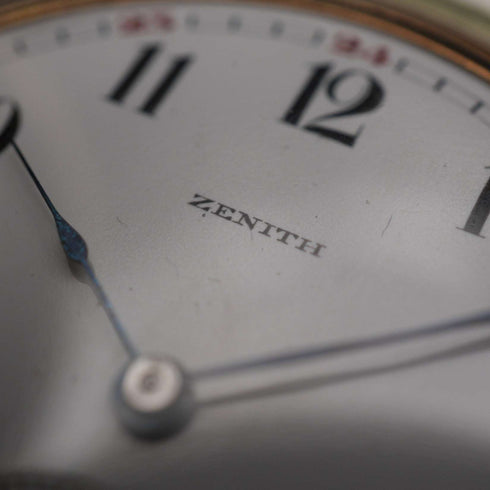 Circa 1930 Switzerland Zenith Pocket Watch Swan Neck Mechanical Gold Plated Hunter Case Good Working Order