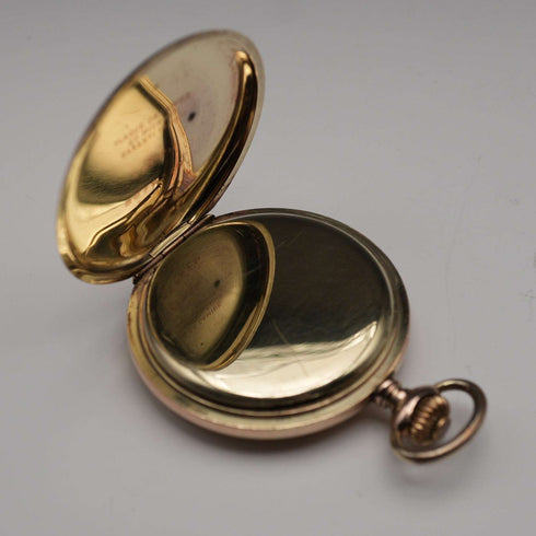 Circa 1930 Switzerland Zenith Pocket Watch Swan Neck Mechanical Gold Plated Hunter Case Good Working Order