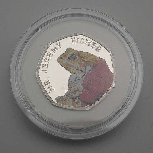 UK Beatrix Potter 150th Anniversary "Jeremy Fisher" 50p Proof Silver Coin with Royal Mint Case and Certificate 02065