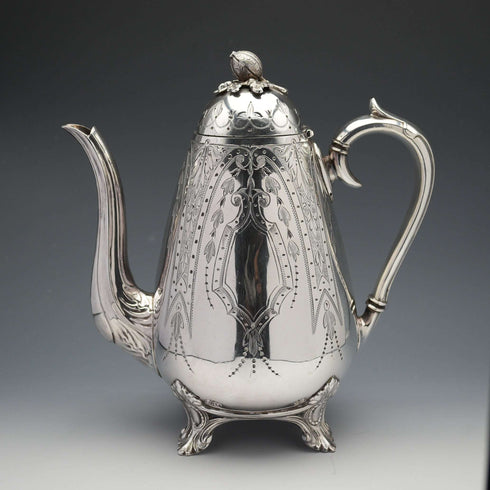 Late 19th Century English Antique Silver Plated Coffee Set by B. Grayson & Son
