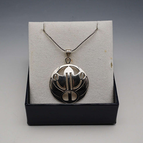 Colgante circular Art Nouveau de plata de ley vintage británica, con cadena de plata de ley, Kit Heath
