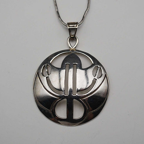 Colgante circular Art Nouveau de plata de ley vintage británica, con cadena de plata de ley, Kit Heath
