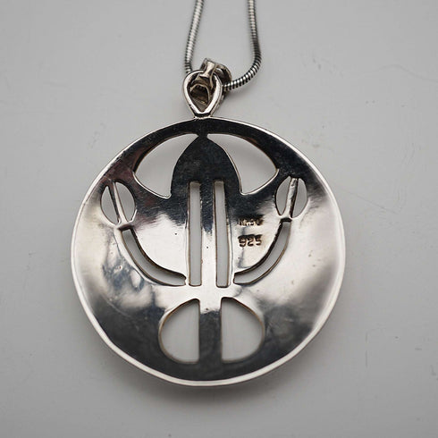 Colgante circular Art Nouveau de plata de ley vintage británica, con cadena de plata de ley, Kit Heath