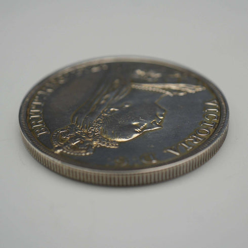 英国アンティーク 1889年 クラウン銀貨 ジュビリーヘッド/聖ジョージの竜退治 28g