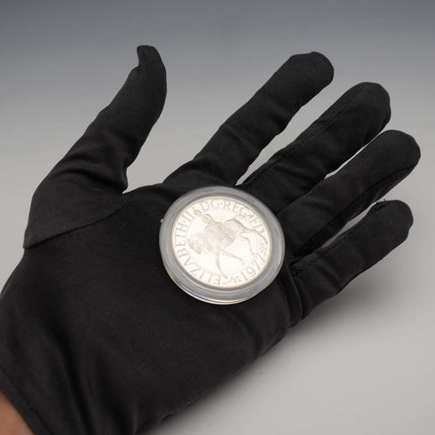 Moneda de plata conmemorativa del 25º aniversario de la coronación de la Reina Isabel II del Reino Unido, 1977, 28g, Royal Mint, con estuche y certificado.