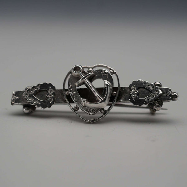 1896 British Antique Sailor Sweetheart Sterling Silver Brooch 3.7g S.BROS