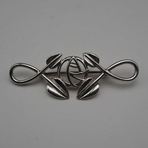 British Vintage Rennie Mackintosh Style Sterling Silver Brooch 7.2g Carrick