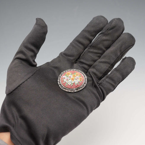 Vintage 800 Silver Micromosaic Floral Brooch