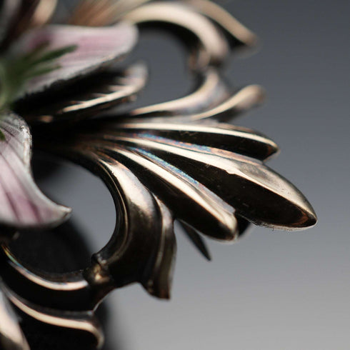 US Antique Sterling Silver, Enamel & Gold Plated Floral Brooch by W. E. Richards