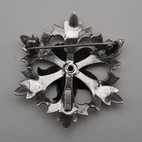 US Antique Sterling Silver, Enamel & Gold Plated Floral Brooch by W. E. Richards