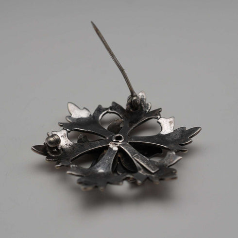 US Antique Sterling Silver, Enamel & Gold Plated Floral Brooch by W. E. Richards