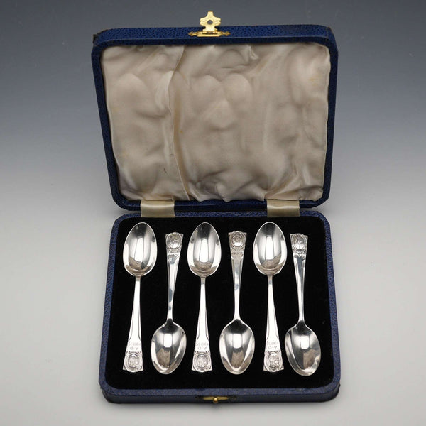 1934年 英国ヴィンテージ 純銀製 ジュビリーティースプーン6本セット 計55g Northern Goldsmiths Co ケース入