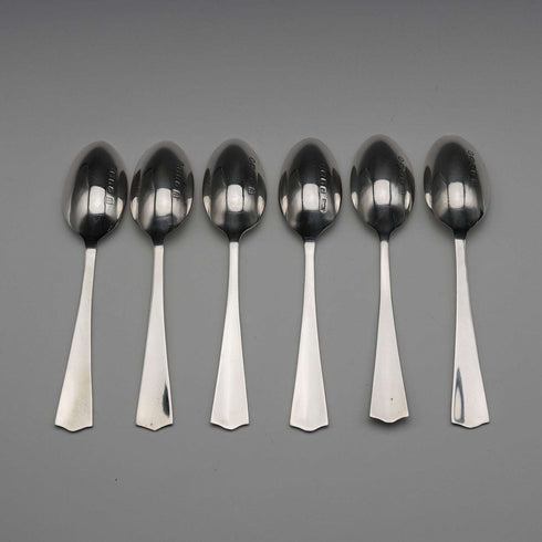 Juego de 6 cucharillas de té de plata de ley, vintage británico de 1934, conmemorativas del Jubileo, 55g en total, Northern Goldsmiths Co, con estuche.