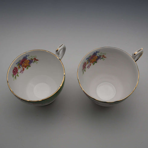 British Vintage Paragon "Rockingham Green" Teacup Trio Pair ①