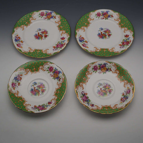 British Vintage Paragon "Rockingham Green" Teacup Trio Pair ①