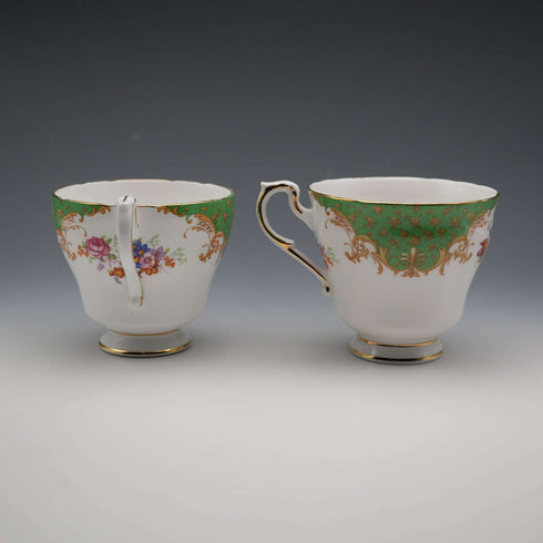 British Vintage Paragon "Rockingham Green" Teacup Trio Pair ①