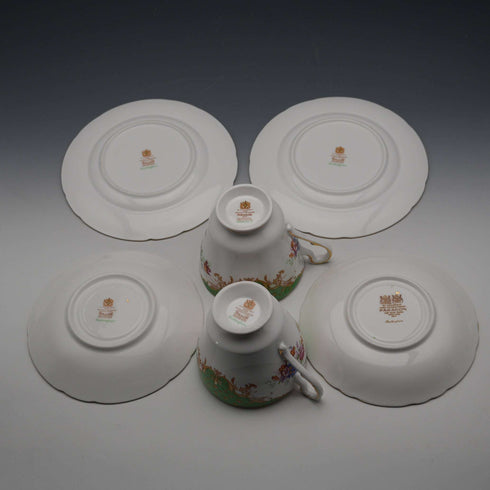 British Vintage Paragon "Rockingham Green" Teacup Trio Pair ①