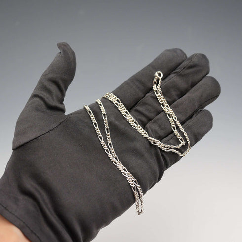British Vintage Sterling Silver Figaro Chain Necklace 60cm 11g