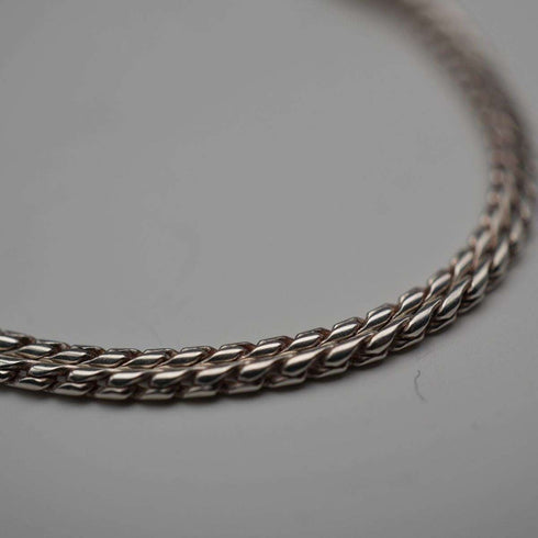 UK Vintage Sterling Silver Double Chain & Oval Bead Necklace 45cm 15g