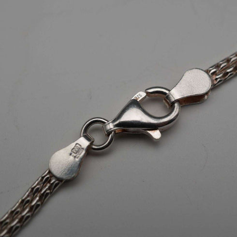 UK Vintage Sterling Silver Double Chain & Oval Bead Necklace 45cm 15g