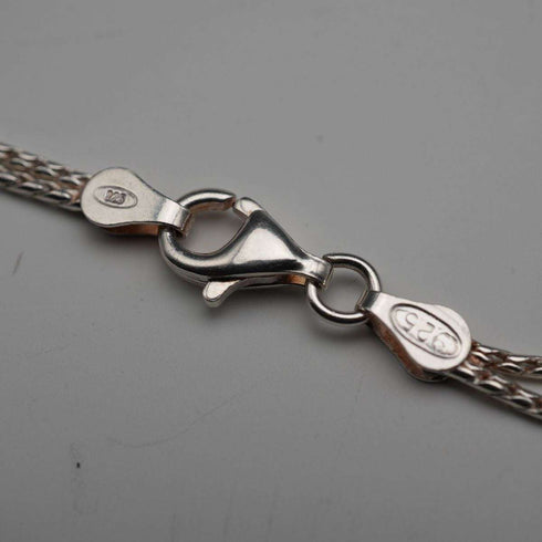 UK Vintage Sterling Silver Double Chain & Oval Bead Necklace 45cm 15g