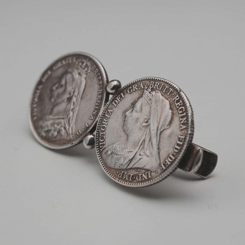 English Vintage Double Sixpence Sterling Silver Tie Clip