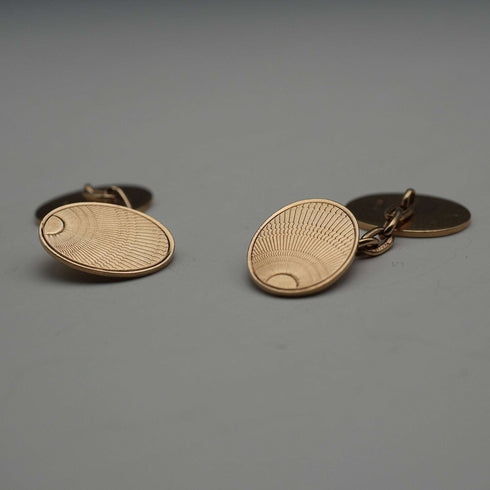 1929 English Vintage 9ct Gold Oval Cufflinks 8.8g Owen Powell