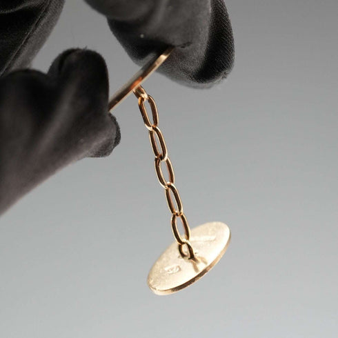 1929 English Vintage 9ct Gold Oval Cufflinks 8.8g Owen Powell