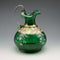 British Vintage Enamel-Decorated Green Glass Vase with Handle ②