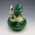 British Vintage Enamel-Decorated Green Glass Vase with Handle ②
