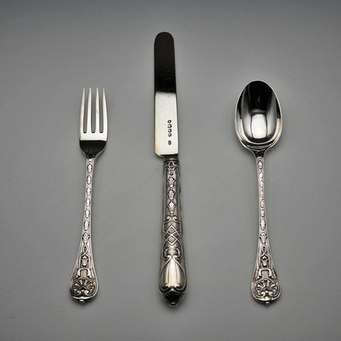 1865 Antique English Sterling Silver Christening Cutlery Set, Total 102g, by George Adams, Cased
