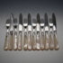 Circa 1899 British Antique Mother-of-Pearl Handle Dessert Cutlery Set for 6, Sterling Silver Accents, Some Damage
