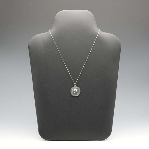 Vintage St. Christopher Sterling Silver Medal Pendant with Sterling Silver Necklace, Total 5.9g