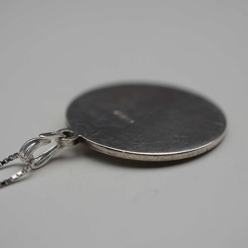 Vintage St. Christopher Sterling Silver Medal Pendant with Sterling Silver Necklace, Total 5.9g