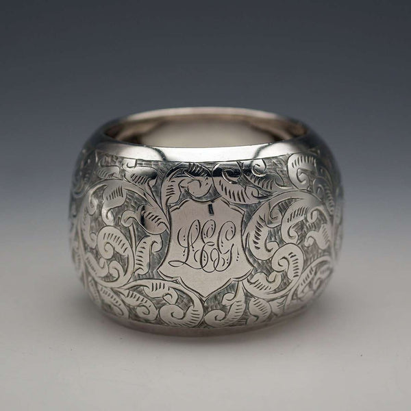 Anillo para servilleta de plata de ley, antiguo, británico, 1889, 21g, Nathan & Hayes