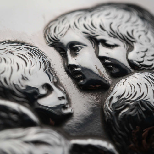1904 Antique English Sterling Silver Bible Cover, Reynolds' Angels by William Comyns