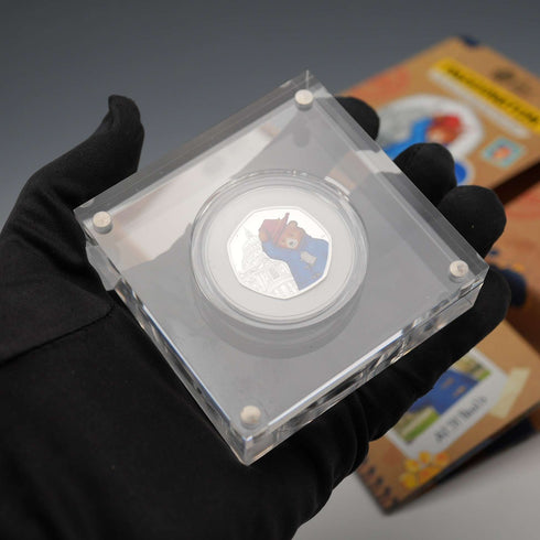 Reino Unido, moneda conmemorativa de plata de 50 peniques "Paddington en la Catedral de San Pablo", con estuche y certificado de la Royal Mint