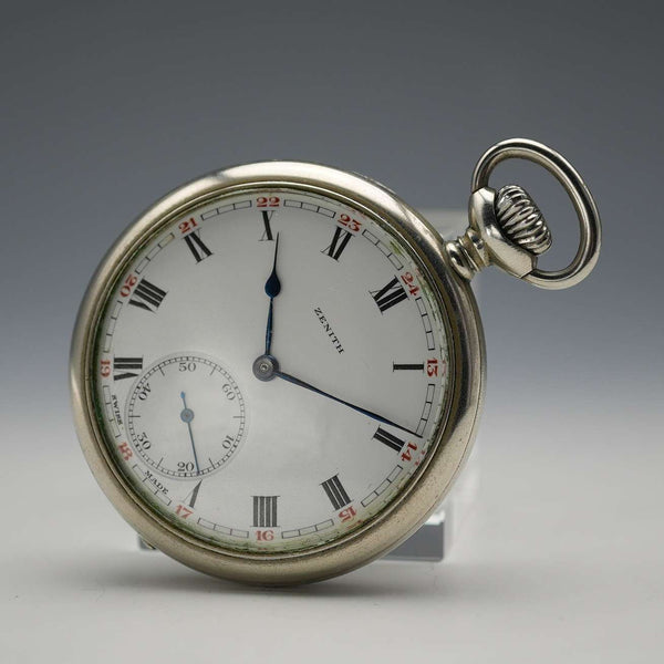 1929年頃 スイス ゼニス 懐中時計 スワンネック機械式 オープンフェース 動作良好