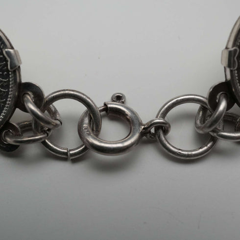 Pulsera vintage británica de plata de ley y moneda de 3 peniques de plata, 20g