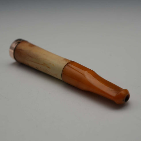 French Antique Cheroot Holder/Cigarette Holder, Gold-Plated Decoration, Cased, H.G.
