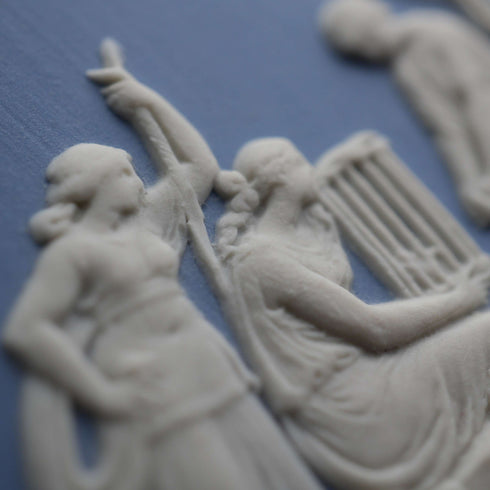 Caja cuadrada con tapa de Jasperware, Wedgwood, Reino Unido, 1969, azul pálido
