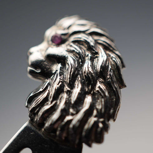 Vintage Ruby-Eyed Animal Head Sterling Silver Bookmark Set of 7, total 27g