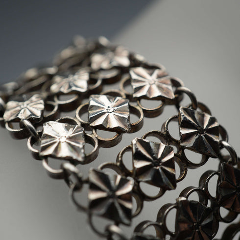 Early 20th Century British Antique Sterling Silver Lace Design Bracelet 20g