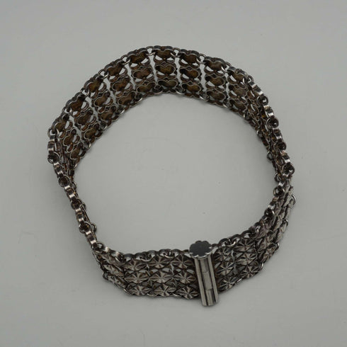 Early 20th Century British Antique Sterling Silver Lace Design Bracelet 20g
